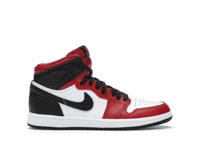 Pre-owned Jordan 1 Retro High Satin Snake Chicago Sneakers In Gym Red/white/black In Multi