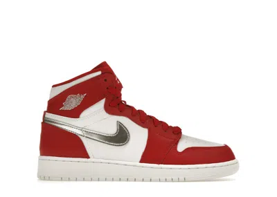 Pre-owned Jordan 1 Retro High Silver Medal Sneakers In Gym Red/metallic Silver/white