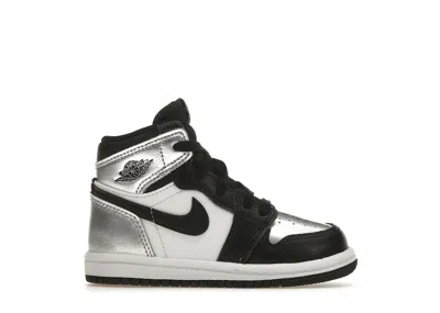 Pre-owned Jordan 1 Retro High Silver Toe Sneakers In Black/metallic Silver/white