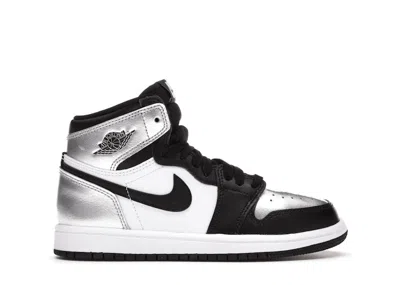 Pre-owned Jordan 1 Retro High Silver Toe Sneakers In Black/metallic Silver/white