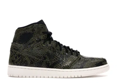 Pre-owned Jordan 1 Retro High Snakeskin (women's) Sneakers In Olive Canvas/phantom/black