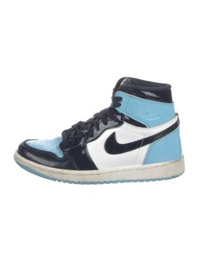 Pre-owned Jordan 1 Retro High Unc Patent Athletic Sneakers In Blue