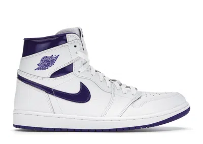 Pre-owned Jordan 1 Retro High (women's) Sneakers In White/court Purple