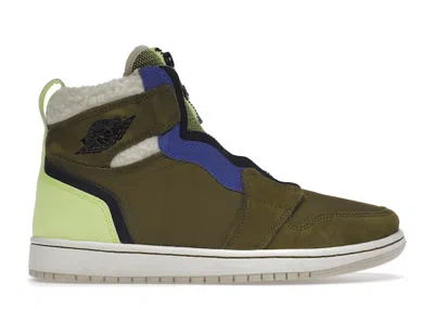 Pre-owned Jordan 1 Retro High Zip Utility Pack (women's) Sneakers In Olive Flak/black/volt Glow