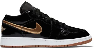Pre-owned Jordan 1 Retro Low Gold Patent Sneakers In Black/metallic Gold/white