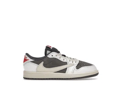 Pre-owned Jordan 1 Retro Low Og Sp Travis Scott Reverse Mocha Sneakers In Sail/university Red/ridgerock In Multi