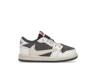 Pre-owned Jordan 1 Retro Low Og Sp Travis Scott Reverse Mocha Sneakers In Sail/university Red/ridgerock In Multi