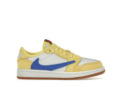 Pre-owned Jordan 1 Retro Low Og Sp Travis Scott Sneakers In Canary/racer Blue/light Silver