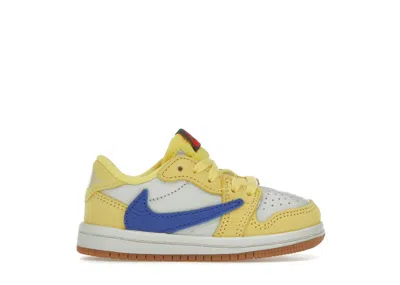 Pre-owned Jordan 1 Retro Low Og Sp Travis Scott Sneakers In Canary/racer Blue/light Silver