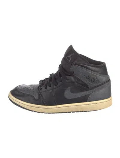 Pre-owned Jordan 1 Retro Mid Black Dark Grey Athletic Sneakers In Multi