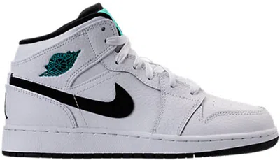 Pre-owned Jordan 1 Retro Mid Hyper Jade Sneakers In White/black