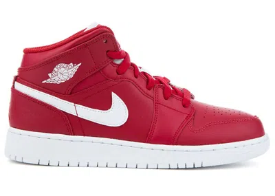 Pre-owned Jordan 1 Retro Mid Sneakers In Gym Red/white