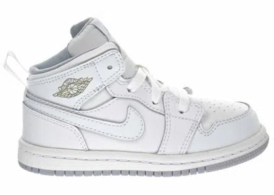 Pre-owned Jordan 1 Retro Mid Sneakers In White/wolf Grey