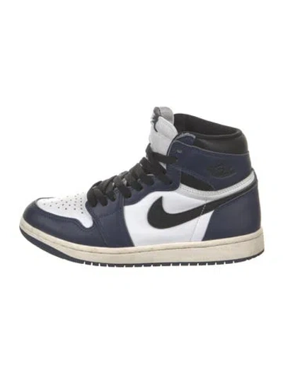 Pre-owned Jordan 1 Retro Og High Midnight Navy Athletic Sneakers In White