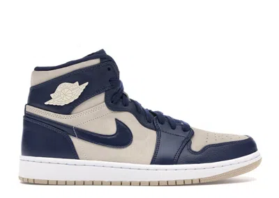 Pre-owned Jordan 1 Retro Premium (women's) Sneakers In Midnight Navy Blue/light Cream/white