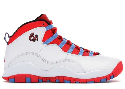 Pre-owned Jordan 10 Retro Chicago Flag Sneakers In White/light Crimson/university Blue