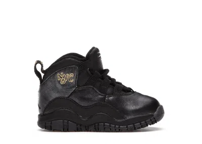 Pre-owned Jordan 10 Retro Td Nyc (toddler) Sneakers In Black/dark Grey/metallic Gold
