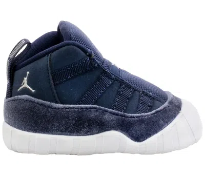 Pre-owned Jordan 11 Crib Bootie Sneakers In Midnight Navy Blue/metallic Silver/white