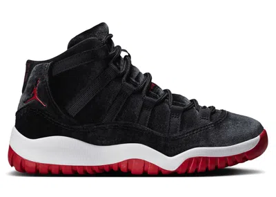 Pre-owned Jordan 11 Retro Bred Velvet Sneakers In Black/gym Red/white