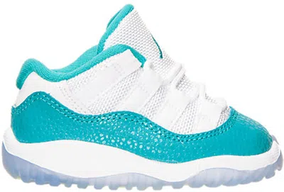 Pre-owned Jordan 11 Retro Low Aqua Safari Sneakers In White/turbo Green/volt Ice In Multi