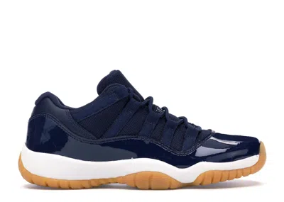 Pre-owned Jordan 11 Retro Low Sneakers In Midnight Navy Blue/white/light Gum Brown