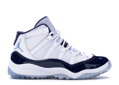 Pre-owned Jordan 11 Retro Unc Win Like 82 (preschool) Sneakers In White/university Blue/midnight Navy
