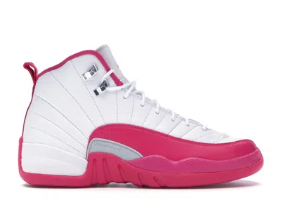 Pre-owned Jordan 12 Retro Dynamic Pink Sneakers In White/vivid Pink/metallic Silver