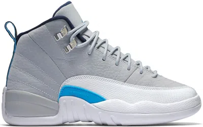 Pre-owned Jordan 12 Retro Grey Sneakers In Wolf Grey/university Blue/white