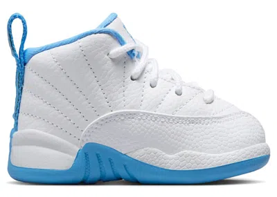 Pre-owned Jordan 12 Retro Melo Sneakers In White/university Blue/metallic Silver