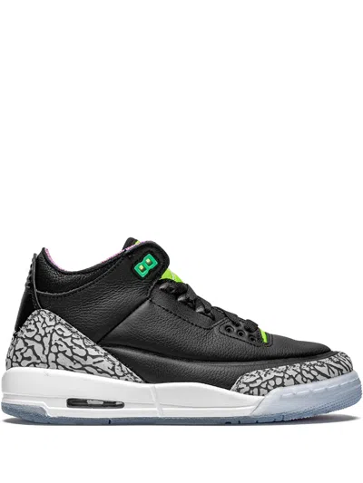 Jordan Kids'  3 Retro "electric Green" Sneakers In Black