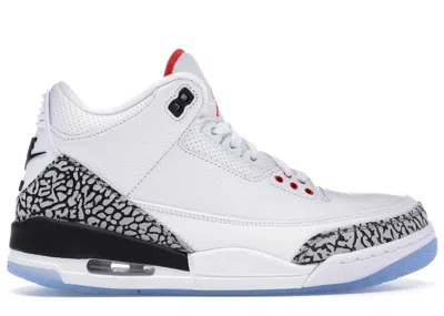 Pre-owned Jordan 3 Retro Free Throw Line Cement Sneakers In White/fire Red In Multi