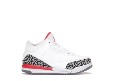 Pre-owned Jordan 3 Retro Hall Of Fame Sneakers In White/fire Red/cement Grey