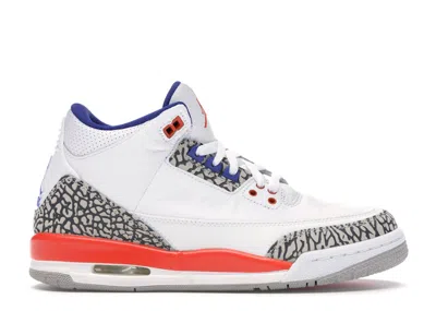 Pre-owned Jordan 3 Retro Knicks Sneakers In White/old Royal/university Orange