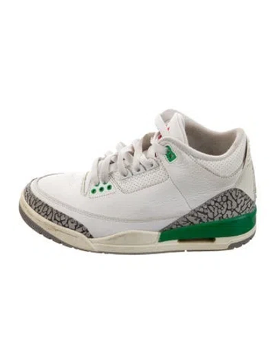 Pre-owned Jordan 3 Retro Lucky Green Sneakers In White