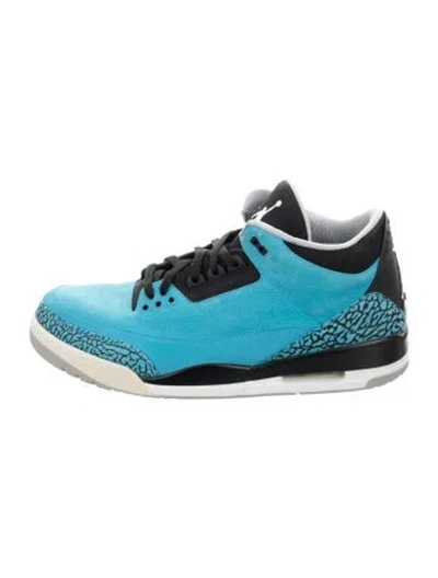 Pre-owned Jordan 3 Retro Powder Blue Athletic Sneakers In Black/blue