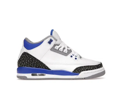 Pre-owned Jordan 3 Retro Racer Blue Sneakers In White/black/cement Grey