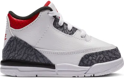 Pre-owned Jordan 3 Retro Se Denim Sneakers In White/fire Red/black