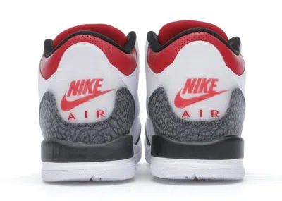 Pre-owned Jordan 3 Retro Se Denim Sneakers In White/fire Red/black