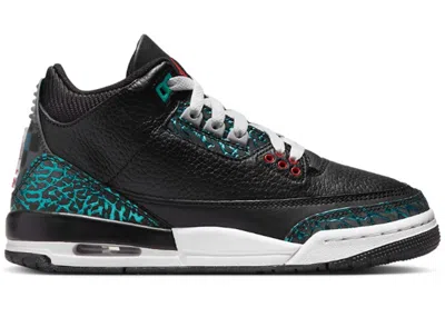 Pre-owned Jordan 3 Retro Se Moto Sneakers In Black/siren Red/hyper Jade In Multi