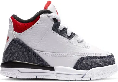 Pre-owned Jordan 3 Retro Set Denim Sneakers In White/fire Red/black