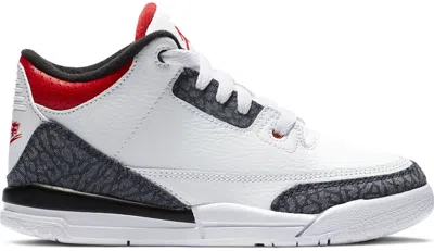 Pre-owned Jordan 3 Retro Set Denim Sneakers In White/fire Red/black