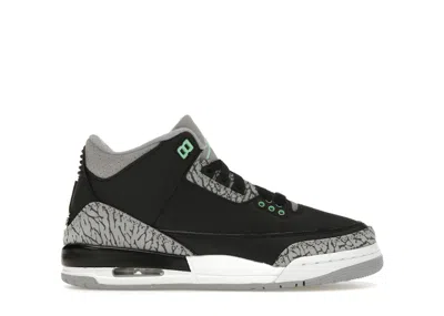 Pre-owned Jordan 3 Retro Sneakers In Black/green Glow/wolf Grey In Multi