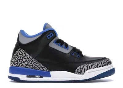 Pre-owned Jordan 3 Retro Sneakers In Black/sport Blue/wolf Grey In Multi