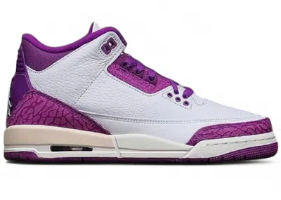Pre-owned Jordan 3 Retro Sneakers In White/vapor Green/vivid Purple