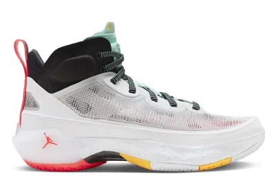Pre-owned Jordan 37 Guo Ailun Metallic Silver Sneakers In White/island Green/black In Multi