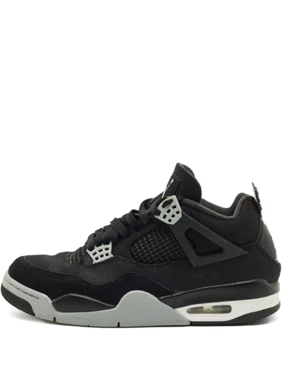 Pre-owned Jordan 4 Canvas High-top Sneakers In Black