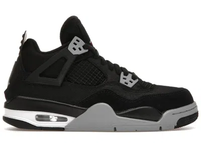 Pre-owned Jordan 4 Retro Canvas Sneakers In Black/light Steel Grey/white