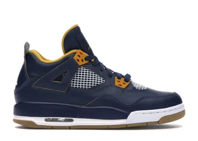 Pre-owned Jordan 4 Retro Dunk From Above Sneakers In Midnight Navy Blue/metallic Gold/gold Leaf