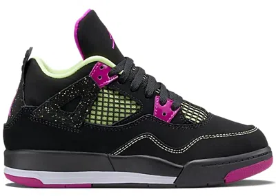 Pre-owned Jordan 4 Retro Fuschia Sneakers In Black/liquid Lime/white