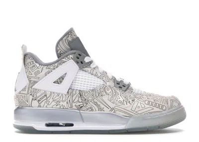 Pre-owned Jordan 4 Retro Laser Sneakers In White/chrome/metallic Silver